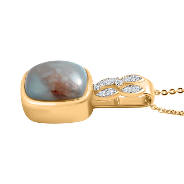 Zimbaprase und weißer Zirkon Anhänger mit Kette, 925 Silber Gelbgold Vermeil ca. 4,30 ct image number 3