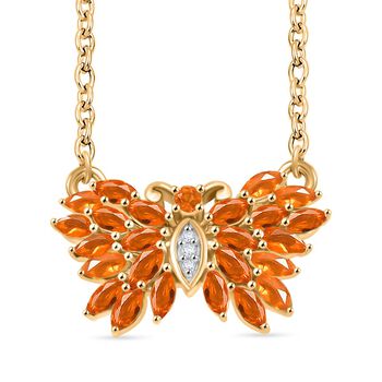 Feueropal und Zirkon Halskette, 45 cm - 1,33 ct.