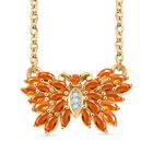 Feueropal Halskette ca. 45 cm 925 Silber 750 Gelbgold Vermeil ca. 1.33 ct