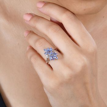 Tansanit Ring 925 Silber rhodiniert (Gr&ouml;&szlig;e 18.00) ca. 1,25 ct