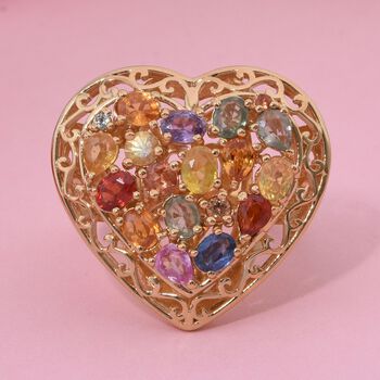Mehrfarbiger Saphir Herz Ring - 3,27 ct.