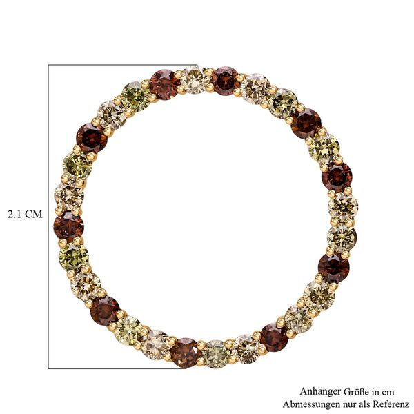SGL zertifizierter SI nat&uuml;rlicher gelber, brauner und gr&uuml;ner Diamant Anh&auml;nger in 585 Gold - 1 ct. image number 5