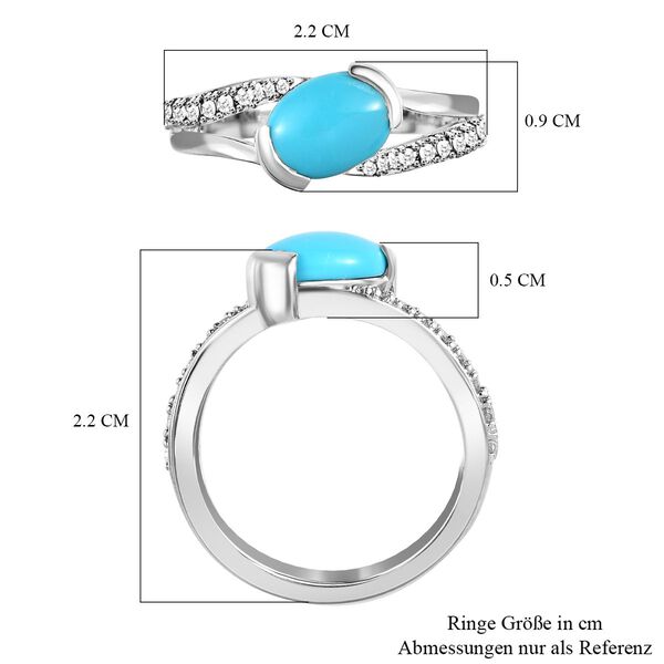 Amerikanischer, nat&uuml;rlicher Sleeping Beauty T&uuml;rkis und Zirkon-Ring - 1,34 ct. image number 6