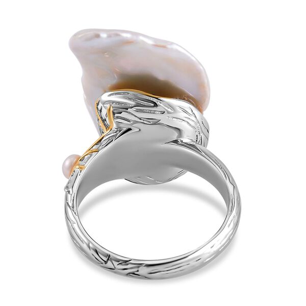 Wei&szlig;er Barockperlen und wei&szlig;er S&uuml;&szlig;wasserperlen-Ring image number 5