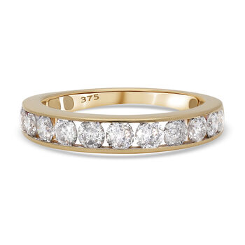 Diamant zertifiziert I2-I3/G-H Half Eternity Ring 375 Gelbgold (Gr&ouml;&szlig;e 17) 1,00 ct