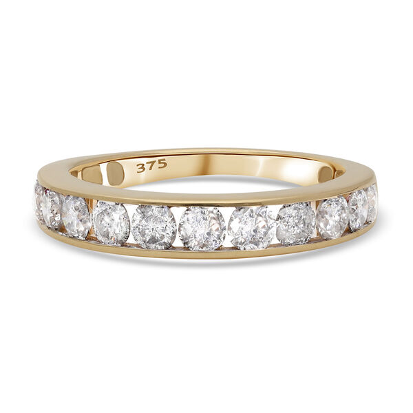 Diamant zertifiziert I2-I3/G-H Half Eternity Ring 375 Gelbgold