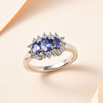 AA Tansanit und Zirkonia Ring - 1.26ct.