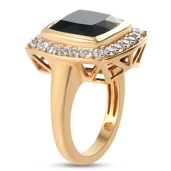 Schwarzer Turmalin und Zirkon-Ring, 925 Silber vergoldet  ca. 7,62 ct image number 5