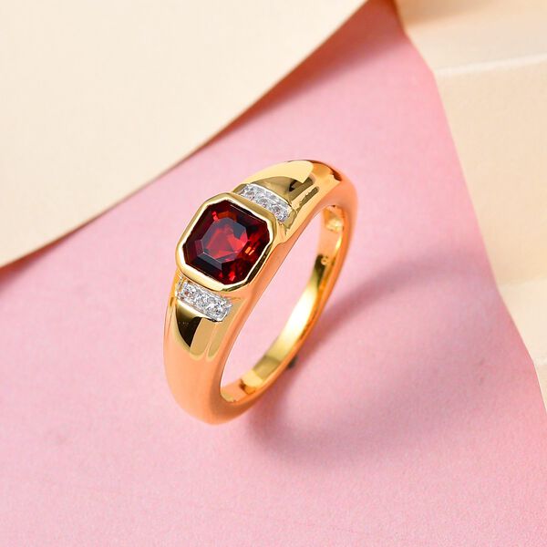 Kirsch-Citrin und weißer-Zirkon Ring, 925 Silber Gelbgold Vermeil (Größe 21.00) ca. 1.01 ct image number 2