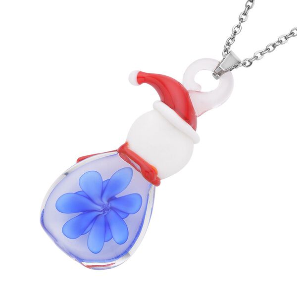 Mehfarbiger Anh&auml;nger im Murano-Stil mit 60cm Kette, Schneemann Design image number 5