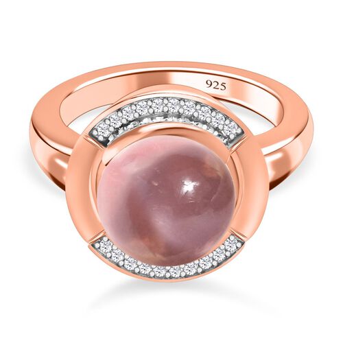 Rosenquarz und Zirkon-Ring, 925 Silber rosévergoldet  ca. 5,89 ct image number 0