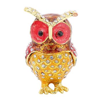 Tablettend&ouml;schen mit wei&szlig;en Kristallen, emailliert, Mehrfarbig, Eule