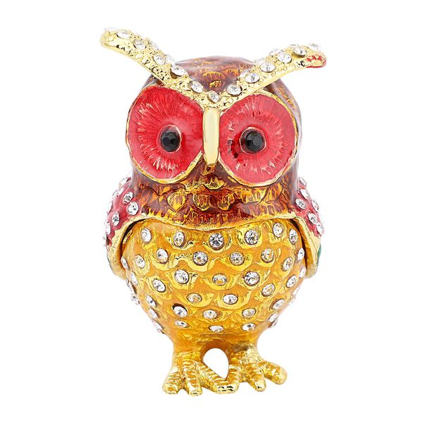 Tablettend&ouml;schen mit wei&szlig;en Kristallen, emailliert, Mehrfarbig, Eule