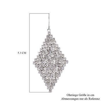 Kristall Rhombus Ohrringe, wei&szlig;