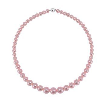 Rosa Muschelkernperle Halskette ca. 50 cm Reiner Edelstahl