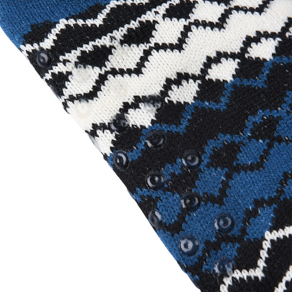 2er-Set - Rutschfeste Haussocken mit Sherpafutter, Wintermuster, Einheitsgröße, Blau und Koralle image number 3