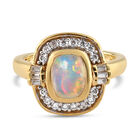 Natürlicher Äthiopischer Opal und Zirkon Ring 925 Silber vergoldet  ca. 1,41 ct image number 0