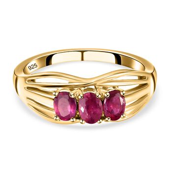 Afrikanischer Rubin (Fissure gef&uuml;llt)-Ring, 925 Silber vergoldet (Gr&ouml;&szlig;e 21.00) ca. 0.71 ct