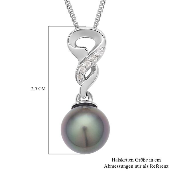 Tahiti Perle und Zirkon-Anhänger mit Kette, 45 cm image number 6