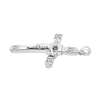 LUSTRO STELLA - Wei&szlig;er Zirkonia Anh&auml;nger 925 Silber rhodiniert