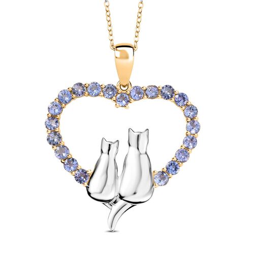 D joy Tansanit Schmuckset 925 Silber 750 Gelbgold Vermeil, 925 Silber Zweifarbige Beschichtung ca. 2,52 ct. image number 0
