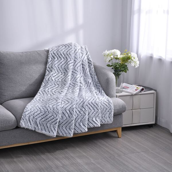 Doppelschichtige Kunstfell Sherpadecke, 150x200cm wei&szlig;