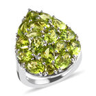 Natürlicher Peridot-Cluster-Ring in Silber, 7,43 ct. image number 3