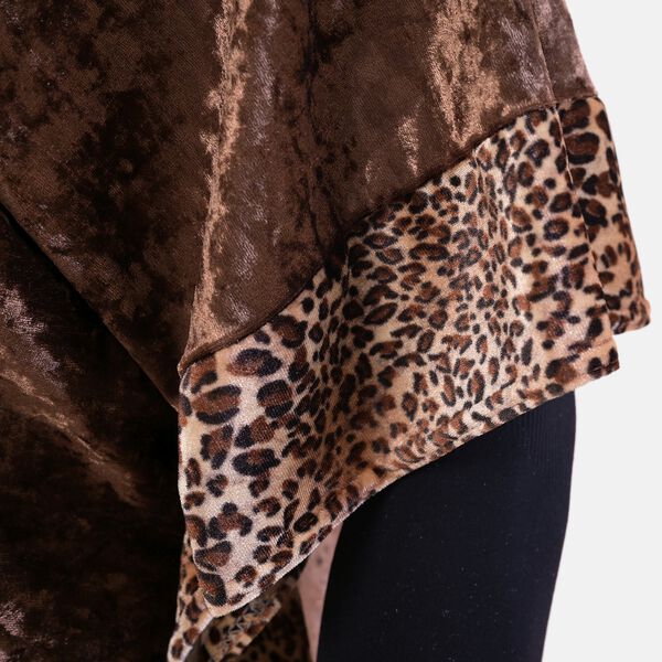 TAMSY: Kimono aus Samt mit Leoparden-Bord&uuml;re, Einheitsgr&ouml;&szlig;e, Braun&nbsp; image number 4