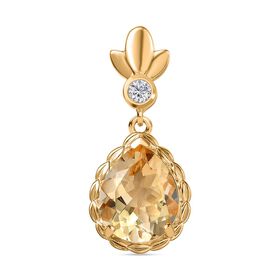 Citrin, Weißer Zirkon Anhänger Messing ca. 2.94 ct
