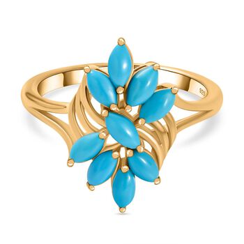 AAA Amerikanischer nat&uuml;rlicher, Sleeping Beauty T&uuml;rkis Ring, 925 Silber Gelbgold Vermeil (Gr&ouml;&szlig;e 16.00) ca. 1.56 ct