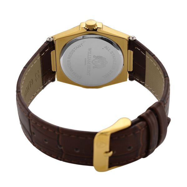 WILLIAM HUNT - Lab Grown Diamant Schweizer Uhrwerk, Uhren 21.5 cm 316L Edelstahl IP-Gelbbeschichtung image number 6