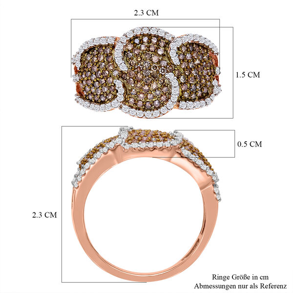 Nat&uuml;rlicher Champagner und wei&szlig;er Diamant-Ring - 1 ct. image number 6