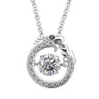 LUSTRO STELLA - Weißer Zirkonia Drachen Anhänger, 925 Silber rhodiniert mit Edelstahl Kette