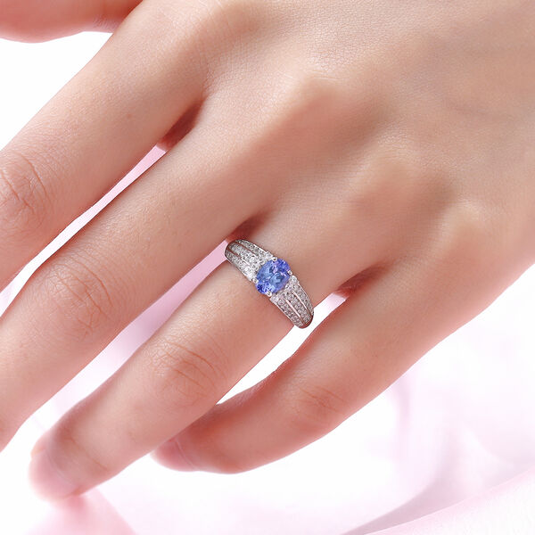Tansanit und wei&szlig;er Zirkon-Ring - 1,25 ct. image number 3