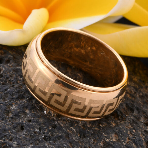 Griechischer Schl&uuml;ssel Design Spinning-Ring 375 Gelbgold image number 1