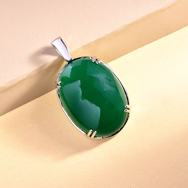 Grüner Onyx Anhänger, 925 Silber platiniert ca. 50,72 ct image number 3