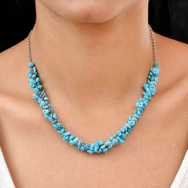 Amerikanische, nat&uuml;rliche Sleeping Beauty T&uuml;rkis Halskette in Silber, 80,00 ct. image number 3