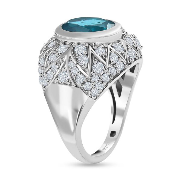 Paraiba Pfau Triplett Quarz und Zirkon Ring - 5,13 ct. image number 4