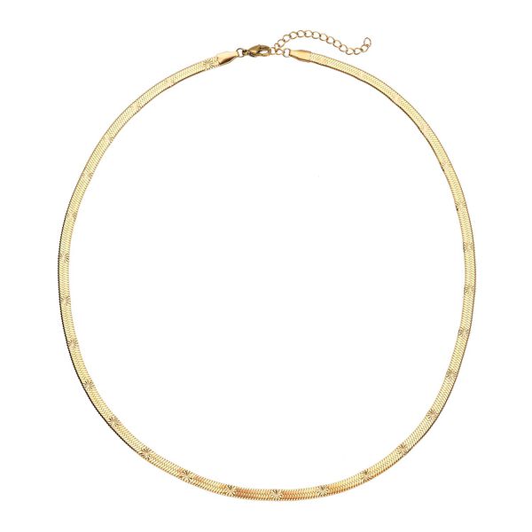 Strukturierte Fischgr&auml;ten-Gliederkette, ca. 50 cm, reiner Edelstahl Goldfarben ca. 10,90g