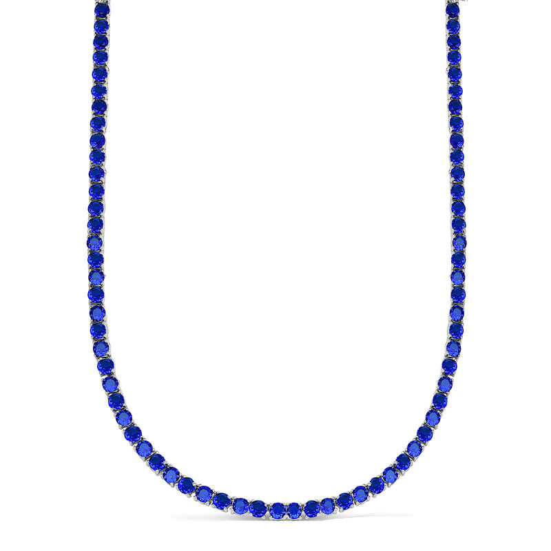 Blaue Zirkonia Halskette, ca. 45 cm, silberfarben ca. 28,25 ct image number 0