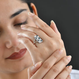 GP - Kanchanaburi Blauer Saphir, Blauer Diamant Ring 925 Silber rhodiniert (Größe 18.00) ca. 0,27 ct