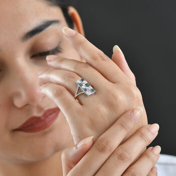 GP Italienische Garten Kollektion - Kanchanaburi Blauer Saphir, Blauer Diamant Ring 925 Silber rhodiniert (Gr&ouml;&szlig;e 18.00) ca. 0.27 ct