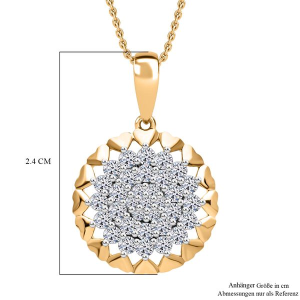 LUXURIANT DIAMOND - Lab Grown Diamant SI-GH Anhänger mit Kette (ca. 50cm), 925 Silber 750 Gelbgold Vermeil ca. 0.75 ct image number 4