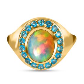 Natürlicher, äthiopischer Welo Opal und Neon Apatit-Ring - 2,45 ct.
