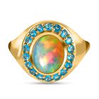 Natürlicher, äthiopischer Welo Opal und Neon Apatit Ring, 925 Silber Gelbgold Vermeil (Größe 20.00) ca. 2.45 ct
