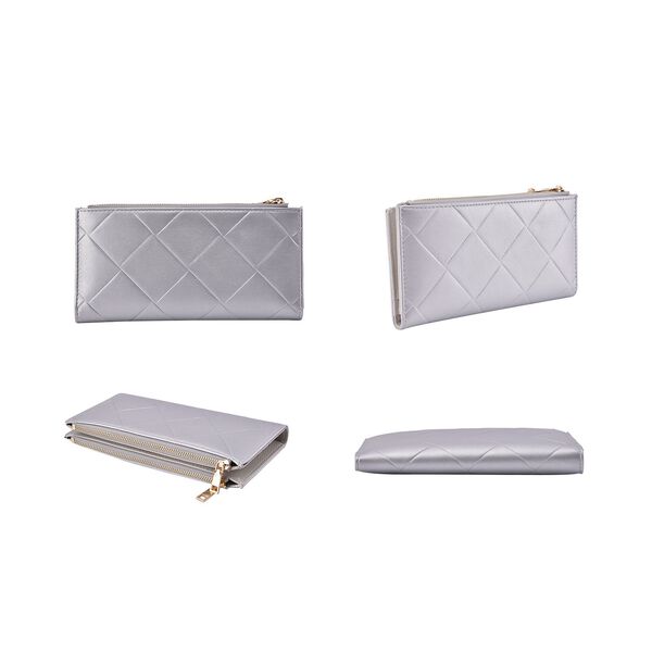 Brieftasche aus Kunstleder mit RFID Schutz, 19x19,5 cm, Silber image number 2