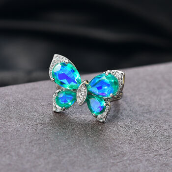 D'Joy Pfau Triplett Quarz und Zirkon Ring - 6,12 ct.