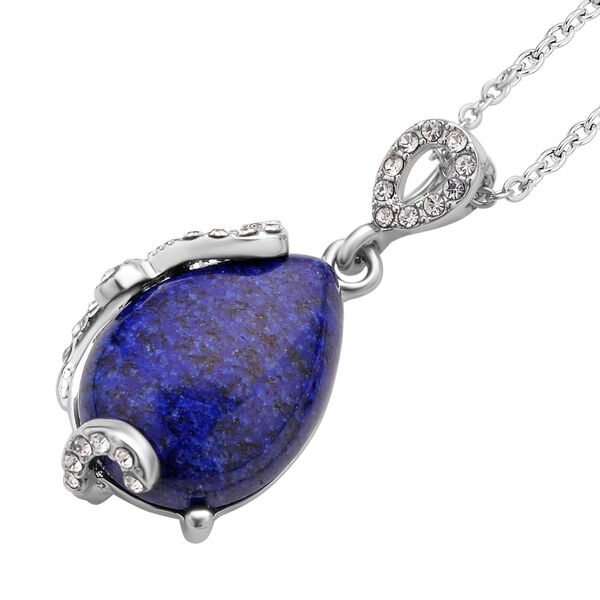 2er Set, Lapislazuli Ohrringe und Anh&auml;nger mit Kette, ca. 14.00 ct image number 4