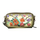 SUKRITI - RFID-geschütztes 100% Echtleder handgemaltes Crossbody-Tasche, 20x9 cm, oliv-gold