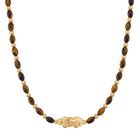 Tigerauge Halskette ca. 45cm + 5cm extender, gelb vergoldet ca. 50.00 ct